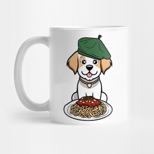 Cute Happy Dog is eating spaghetti Mug